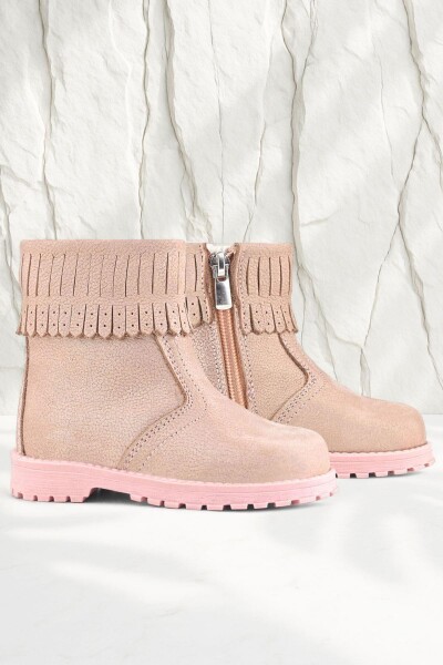 Rakerplus Chiron Hakiki Deri Pembe Simli Fermuarlı Kız Çocuk Bot Çizme - 10