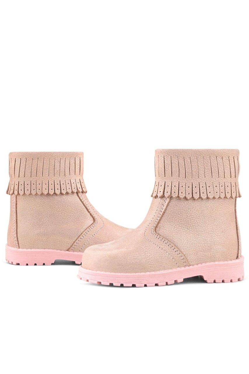 Rakerplus Chiron Hakiki Deri Pembe Simli Fermuarlı Kız Çocuk Bot Çizme - 62