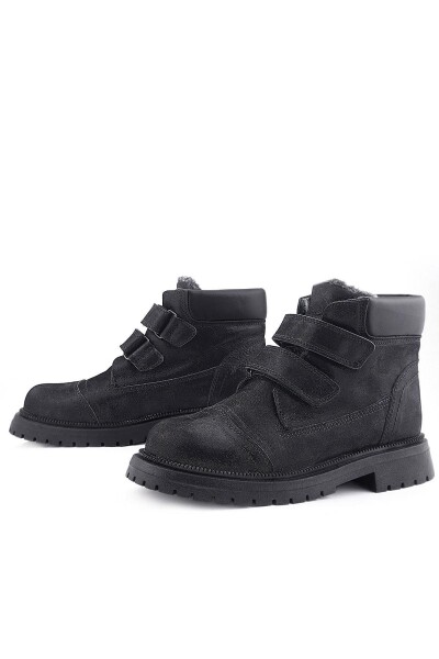 Rakerplus Siyah Simli Cırt Cırtlı Hakiki Deri Kız Çocuk Bot - 6