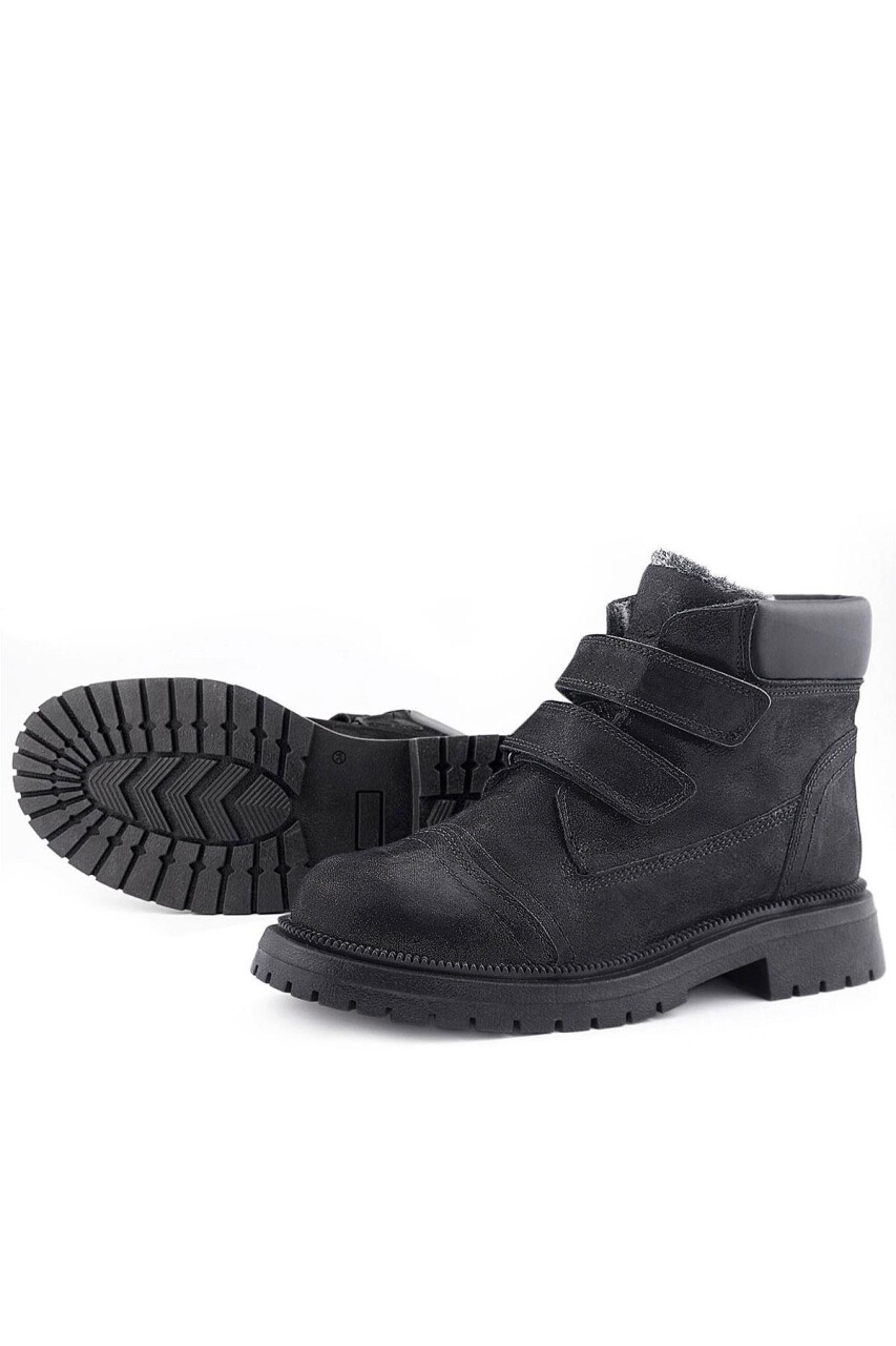 Rakerplus Siyah Simli Cırt Cırtlı Hakiki Deri Kız Çocuk Bot - 7