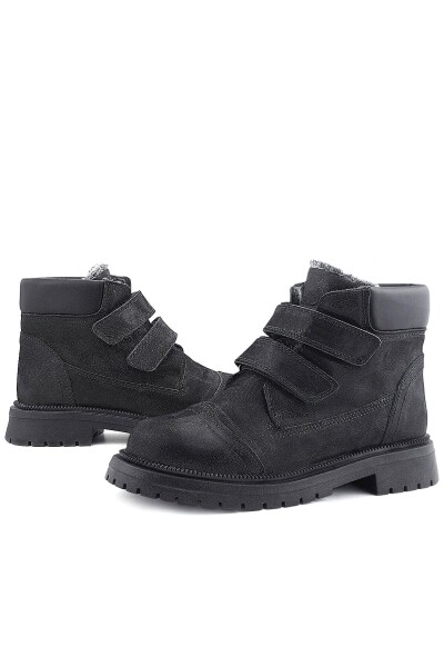 Rakerplus Siyah Simli Cırt Cırtlı Hakiki Deri Kız Çocuk Bot - 8