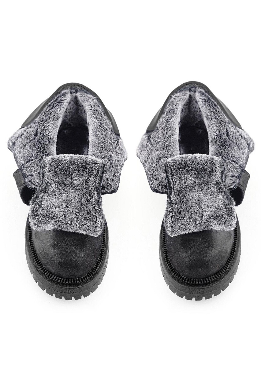 Rakerplus Siyah Simli Cırt Cırtlı Hakiki Deri Kız Çocuk Bot - 9