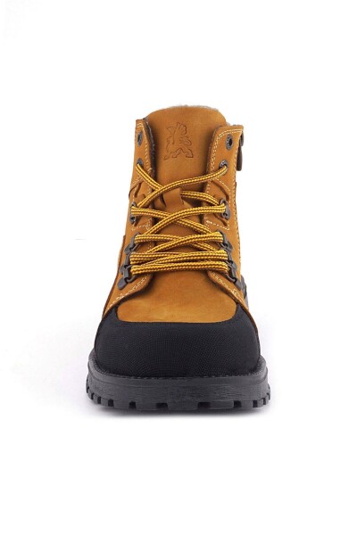 Rakerplus Hakiki Deri Sarı Kahve Bağcıklı Fermuarlı Çocuk Bot - 4