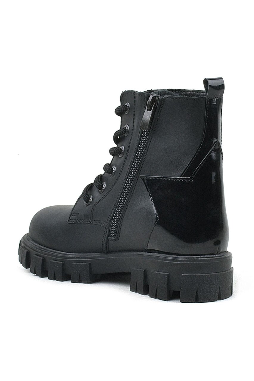 Rakerplus Hakiki Deri Siyah Yıldız Detaylı Kız Çocuk Bot - 4