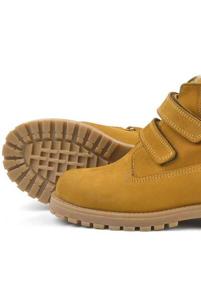 Rakerplus Neson Hakiki Deri Hardal Sarı Cırtlı Çocuk Bot - 8