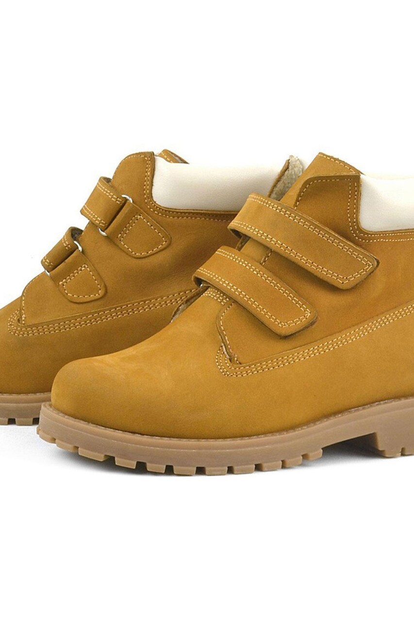 Rakerplus Neson Hakiki Deri Hardal Sarı Cırtlı Çocuk Bot - 9