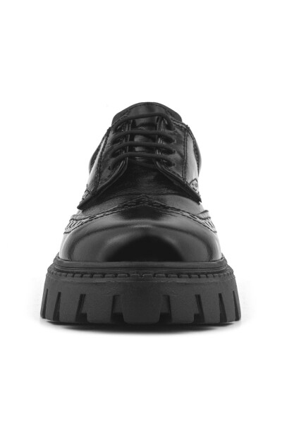 Rakerplus Hakiki Deri Siyah Kırışık Rugan Oxford Çocuk Günlük Ayakkabı - 43