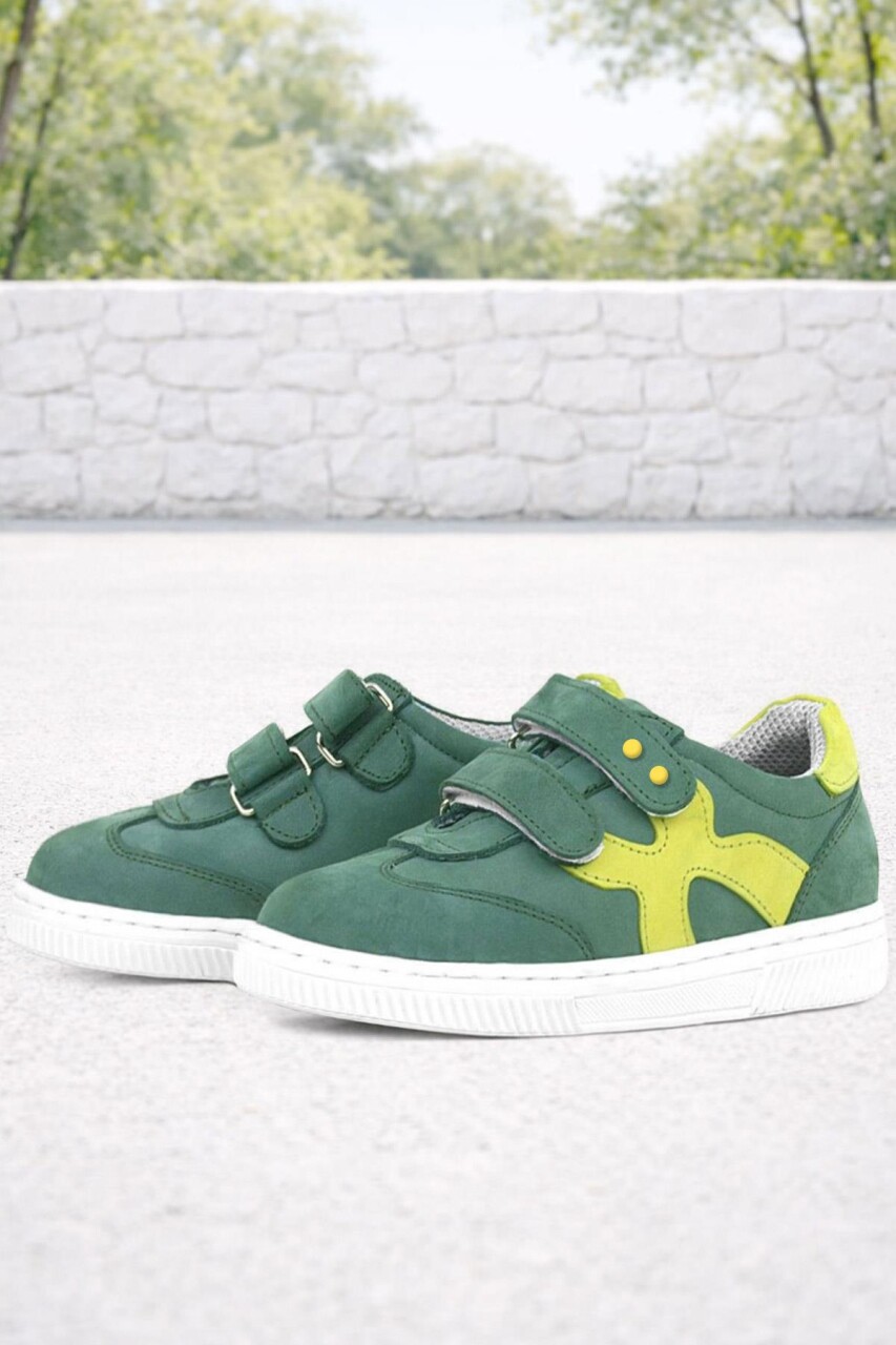 Rakerplus Hakiki Deri Yeşil Cırtlı Metal Detaylı Çocuk Spor Ayakkabı - 17