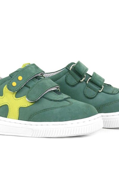Rakerplus Hakiki Deri Yeşil Cırtlı Metal Detaylı Çocuk Spor Ayakkabı - 31