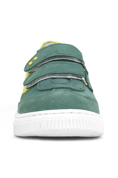 Rakerplus Hakiki Deri Yeşil Cırtlı Metal Detaylı Çocuk Spor Ayakkabı - 35