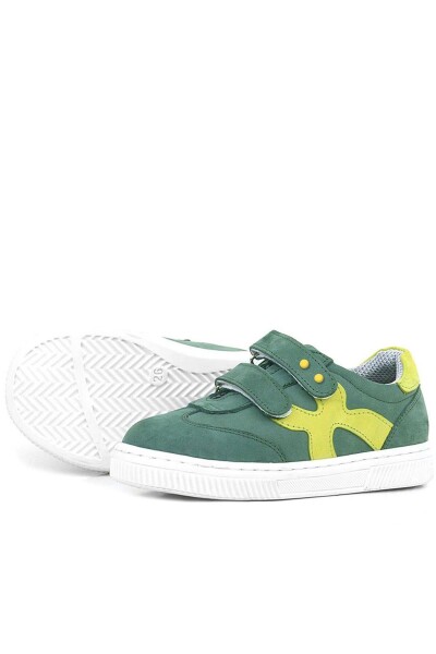 Rakerplus Hakiki Deri Yeşil Cırtlı Metal Detaylı Çocuk Spor Ayakkabı - 46