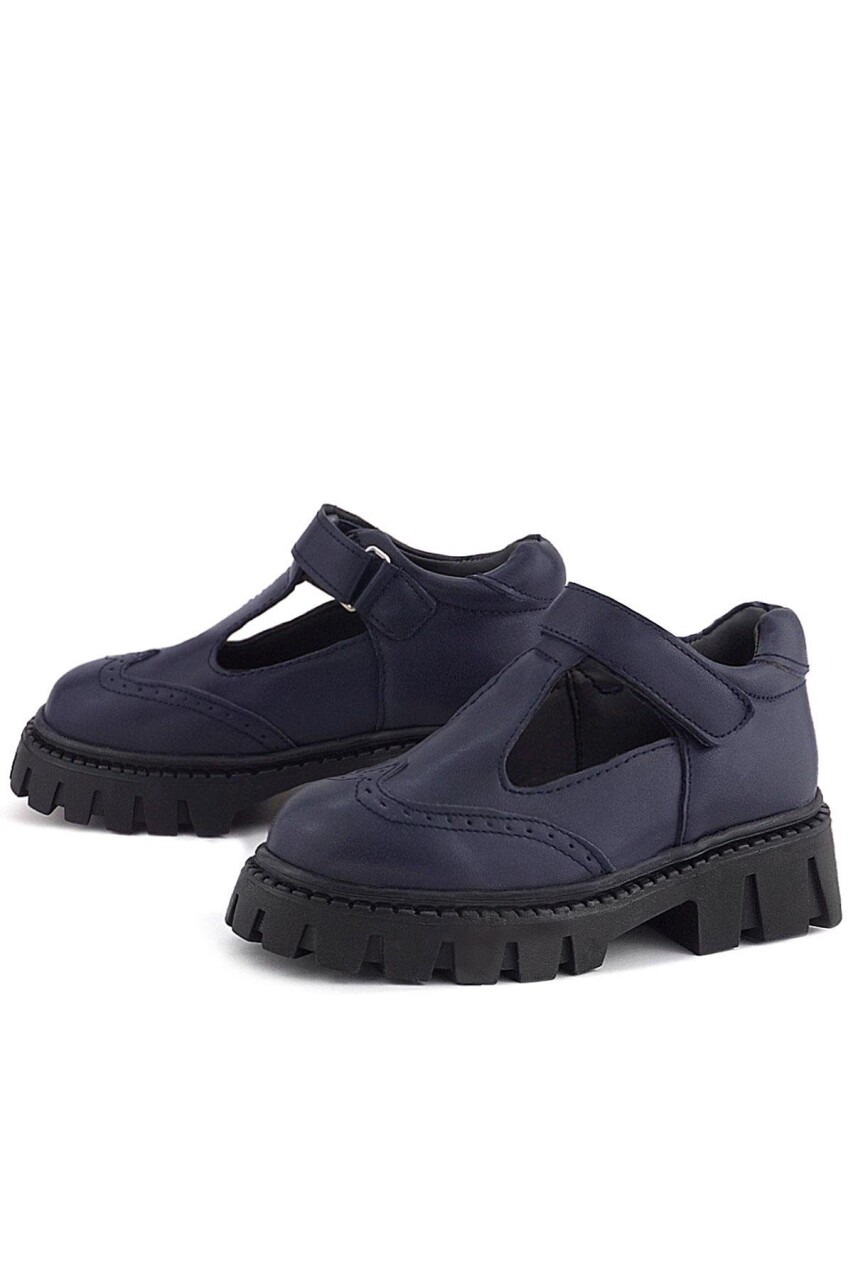 Rakerplus Lacivert Mat Cırtlı Kız Çocuk Okul Ayakkabı - 5