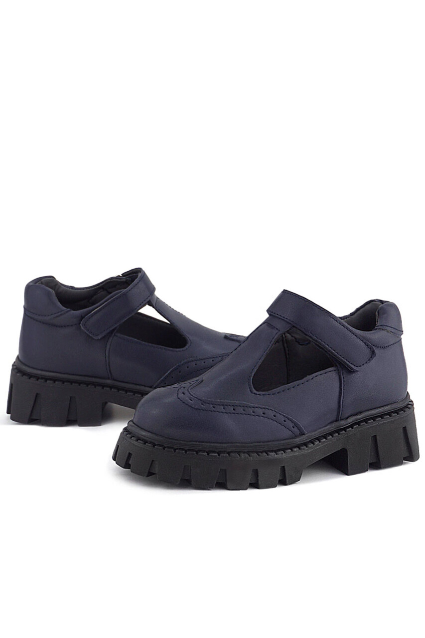 Rakerplus Lacivert Mat Cırtlı Kız Çocuk Okul Ayakkabı - 44
