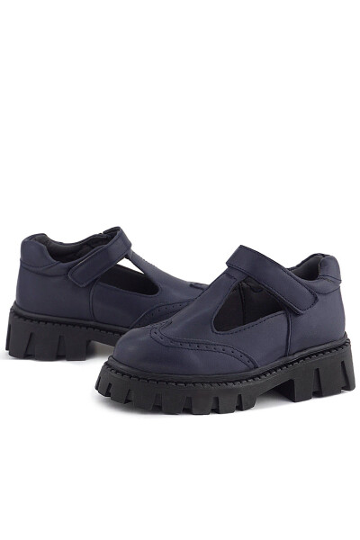 Rakerplus Lacivert Mat Cırtlı Kız Çocuk Okul Ayakkabı - 62