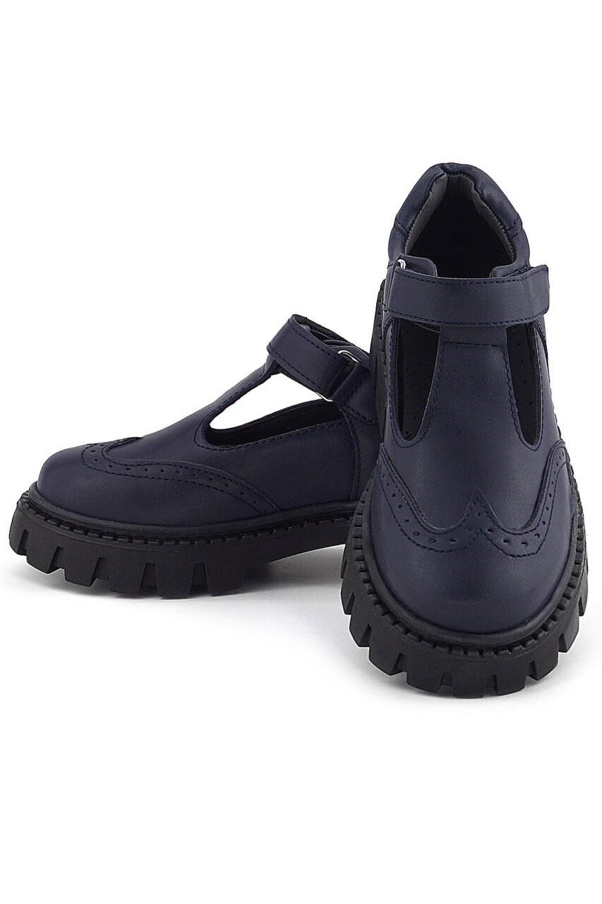 Rakerplus Lacivert Mat Cırtlı Kız Çocuk Okul Ayakkabı - 81