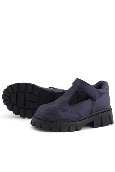 Rakerplus Lacivert Mat Cırtlı Kız Çocuk Okul Ayakkabı - 88