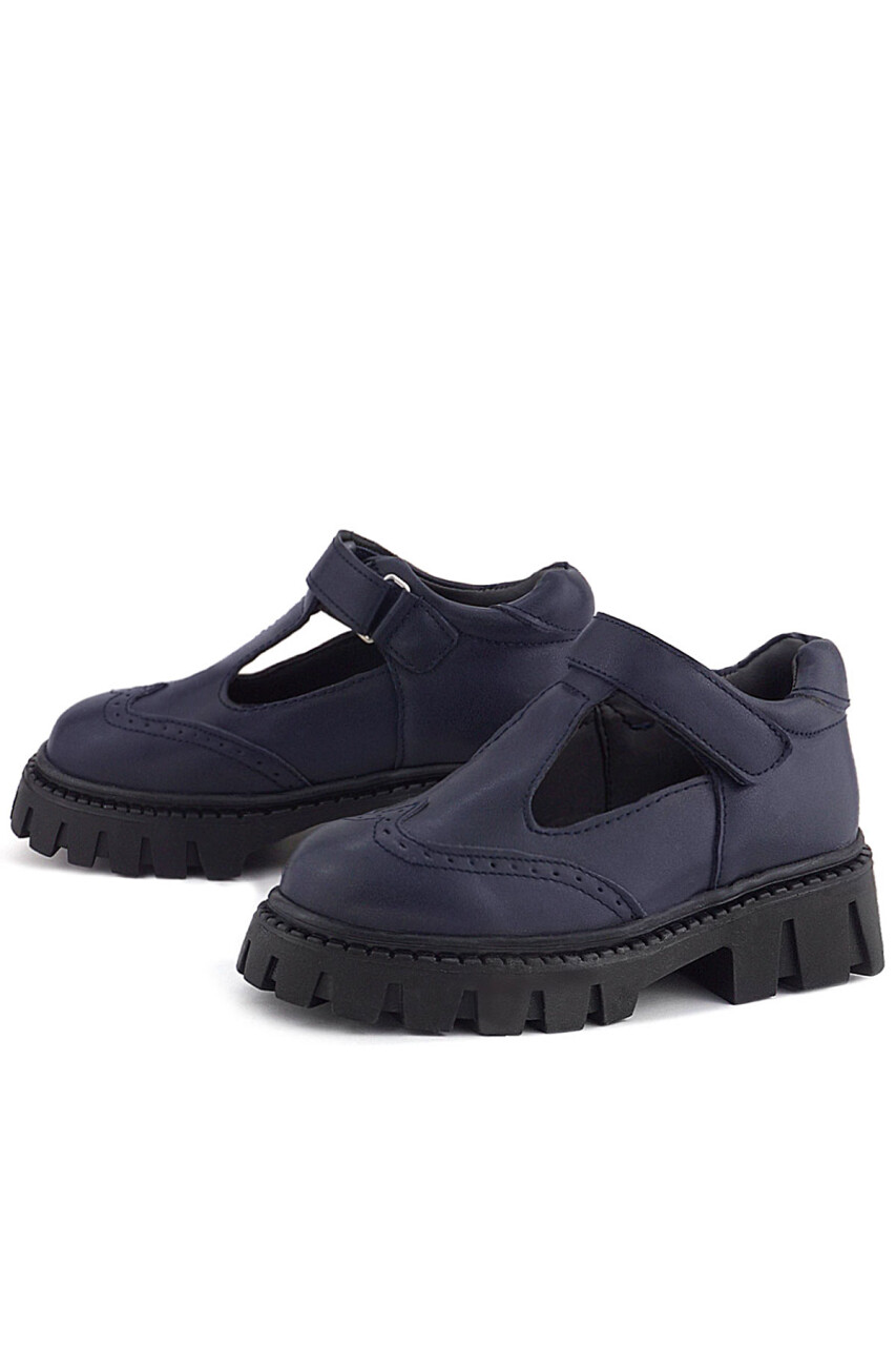 Rakerplus Lacivert Mat Cırtlı Kız Çocuk Okul Ayakkabı - 96