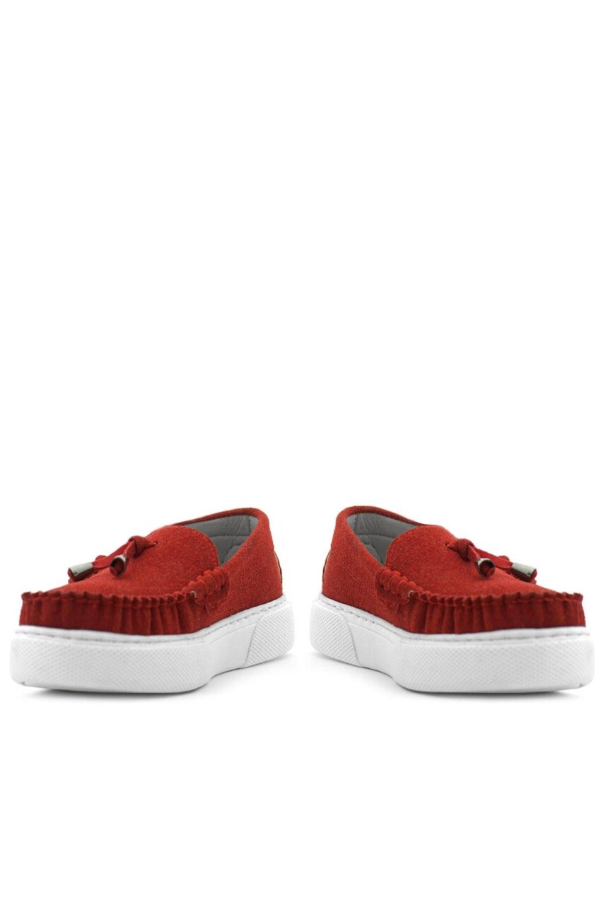 Rakerplus Kırmızı Süet Ekstra Hafif Çocuk Makosen Ayakkabı - 9