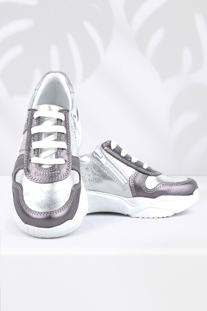 Rakerplus Hakiki Deri Platin Pembe Kalın Taban Kız Çocuk Sneakers Ayakkabı - 1