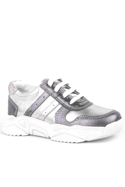 Rakerplus Hakiki Deri Platin Pembe Kalın Taban Kız Çocuk Sneakers Ayakkabı - 2