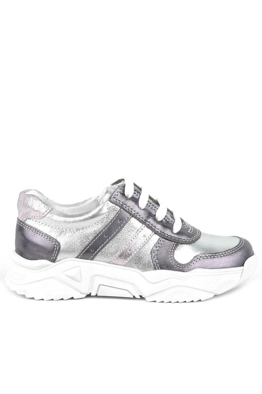 Rakerplus Hakiki Deri Platin Pembe Kalın Taban Kız Çocuk Sneakers Ayakkabı - 3