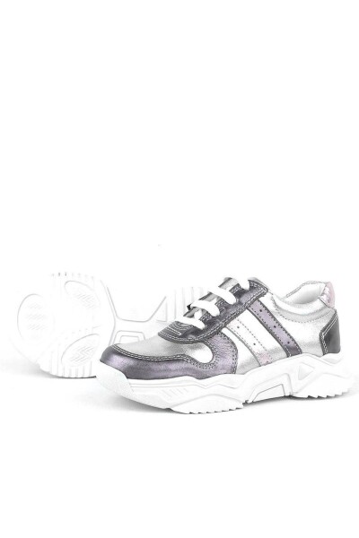 Rakerplus Hakiki Deri Platin Pembe Kalın Taban Kız Çocuk Sneakers Ayakkabı - 5