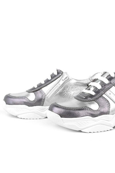 Rakerplus Hakiki Deri Platin Pembe Kalın Taban Kız Çocuk Sneakers Ayakkabı - 8