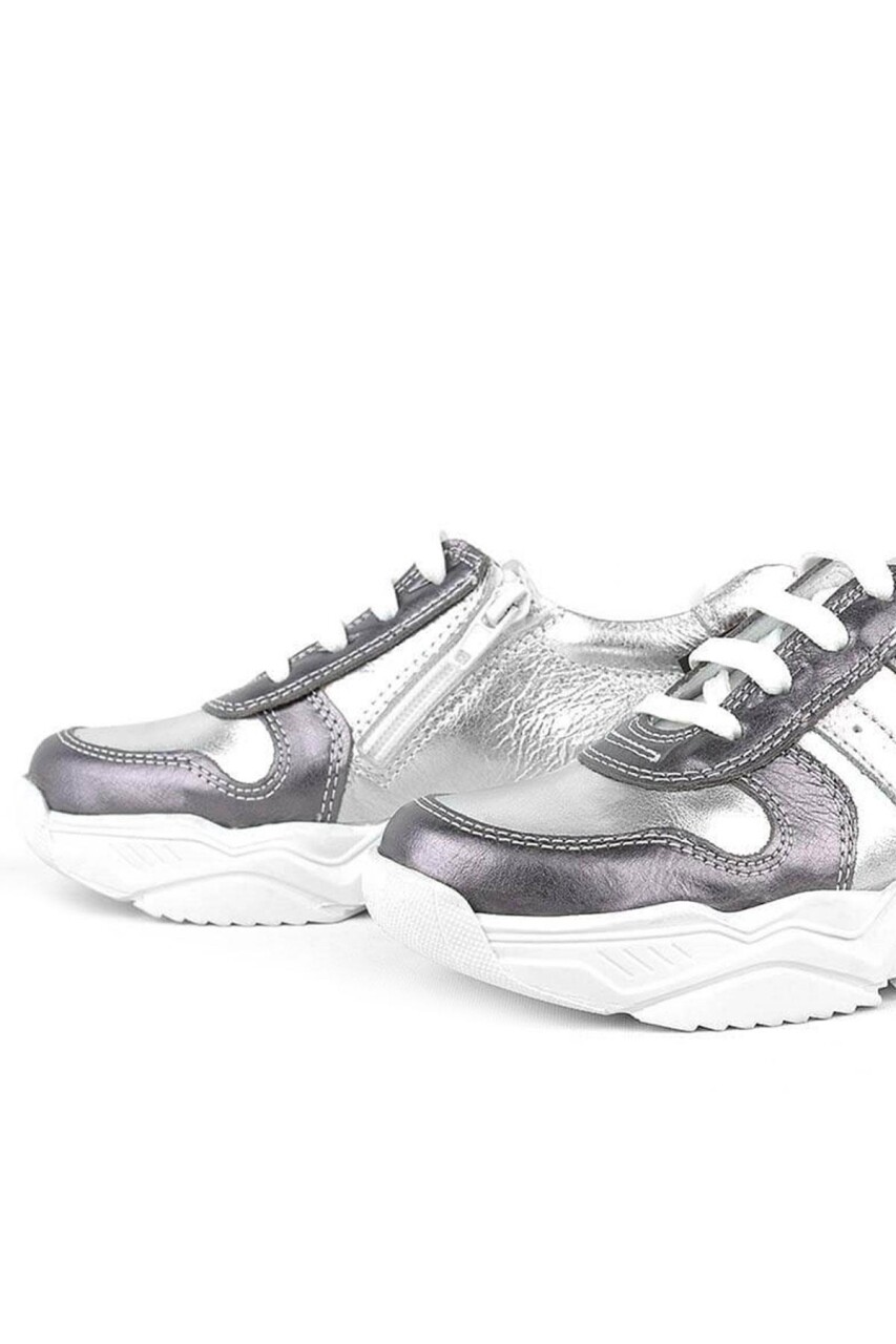 Rakerplus Hakiki Deri Platin Pembe Kalın Taban Kız Çocuk Sneakers Ayakkabı - 8