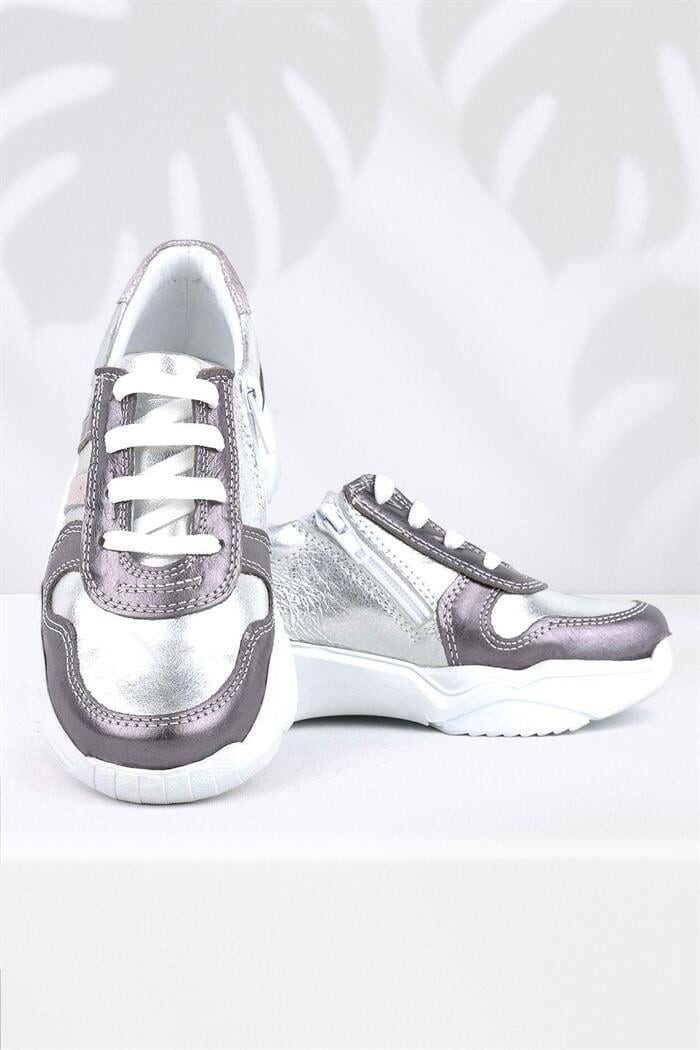 Rakerplus Hakiki Deri Platin Pembe Kalın Taban Kız Çocuk Sneakers Ayakkabı - 9