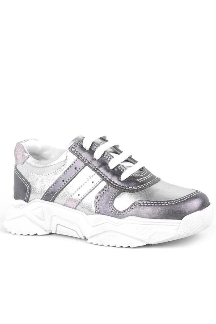 Rakerplus Hakiki Deri Platin Pembe Kalın Taban Kız Çocuk Sneakers Ayakkabı - 10