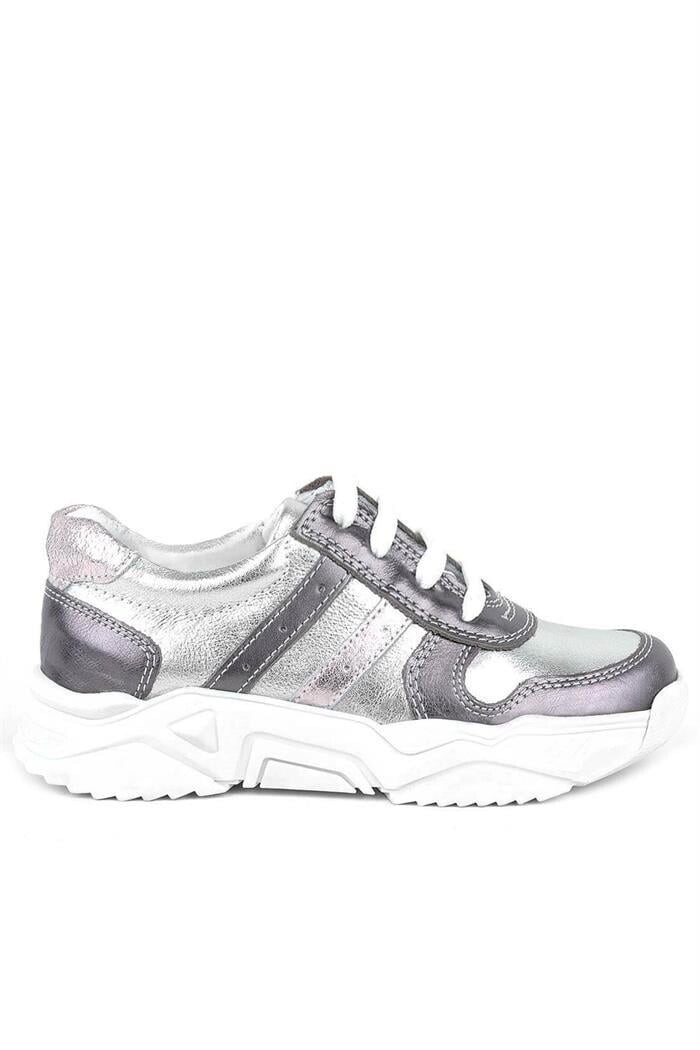 Rakerplus Hakiki Deri Platin Pembe Kalın Taban Kız Çocuk Sneakers Ayakkabı - 11