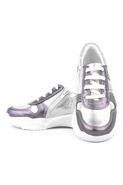 Rakerplus Hakiki Deri Platin Pembe Kalın Taban Kız Çocuk Sneakers Ayakkabı - 14