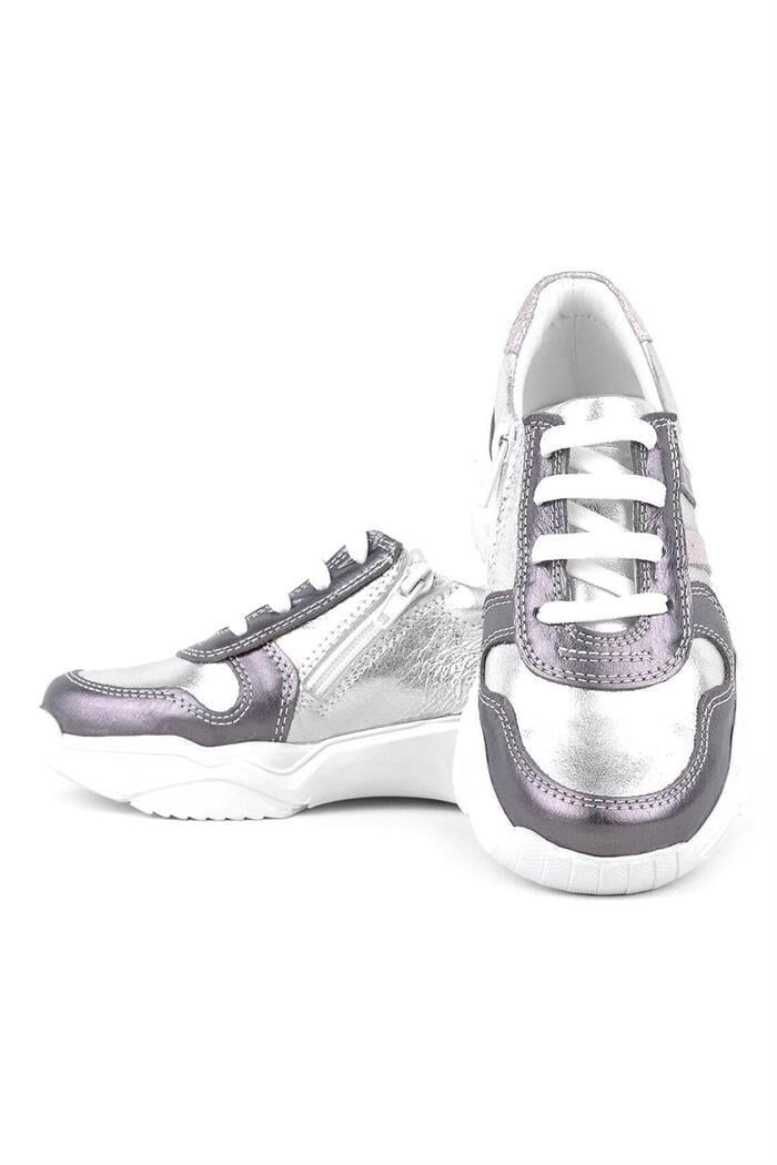 Rakerplus Hakiki Deri Platin Pembe Kalın Taban Kız Çocuk Sneakers Ayakkabı - 14