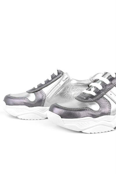 Rakerplus Hakiki Deri Platin Pembe Kalın Taban Kız Çocuk Sneakers Ayakkabı - 16