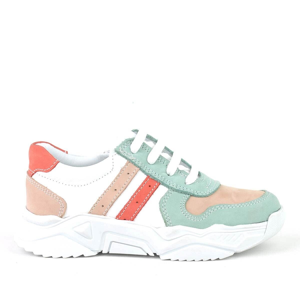 Rakerplus Hakiki Deri Yeşil Pembe Kız Çocuk Sneakers Ayakkabı - 2