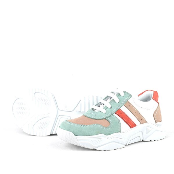 Rakerplus Hakiki Deri Yeşil Pembe Kız Çocuk Sneakers Ayakkabı - 4