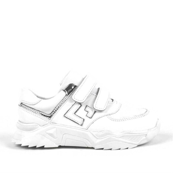 Rakerplus Hakiki Deri Beyaz Kalın Taban Cırtlı Kız Çocuk Spor Ayakkabı - 2