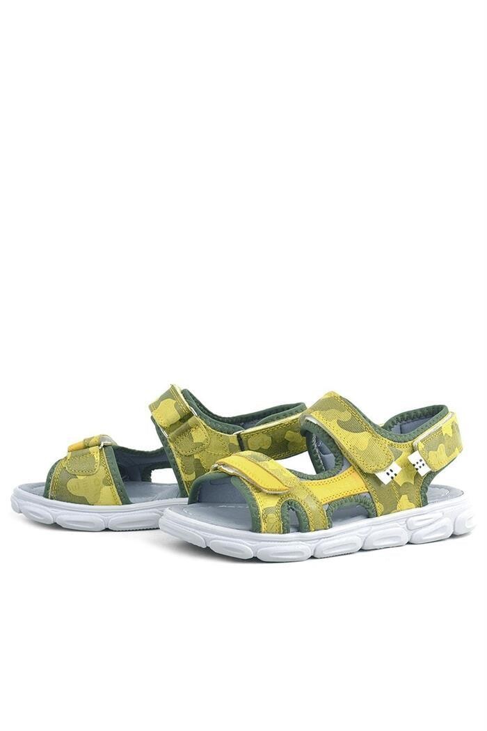 Rakerplus Wisps Hakiki Deri Yeşil Kamuflaj Çocuk Sandalet - 35