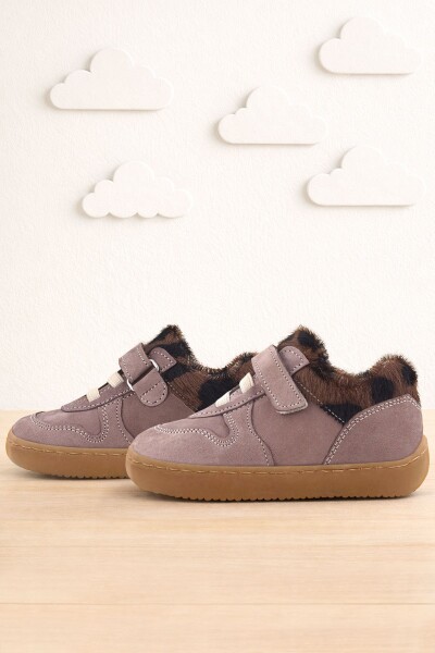 Rakerplus Bob Hakiki Deri Açık Kahve Desenli Barefoot Cırtlı Lastikli Bebek Sneaker Ayakkabı - Rakerplus