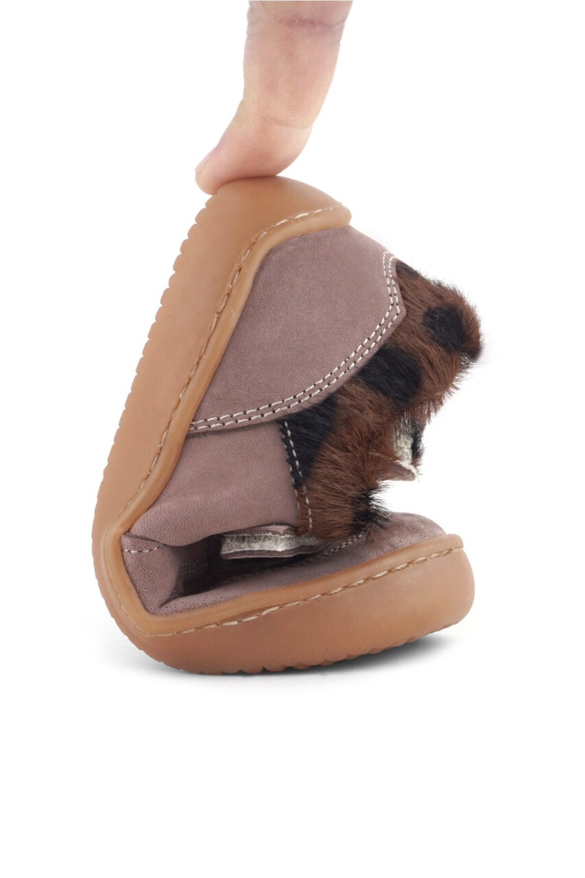 Rakerplus Bob Hakiki Deri Açık Kahve Desenli Barefoot Cırtlı Lastikli Bebek Sneaker Ayakkabı - 9