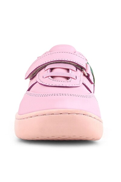 Rakerplus Bob Hakiki Deri Pembe Yeşil Barefoot Cırtlı Lastikli Bebek Sneaker Ayakkabı - 4