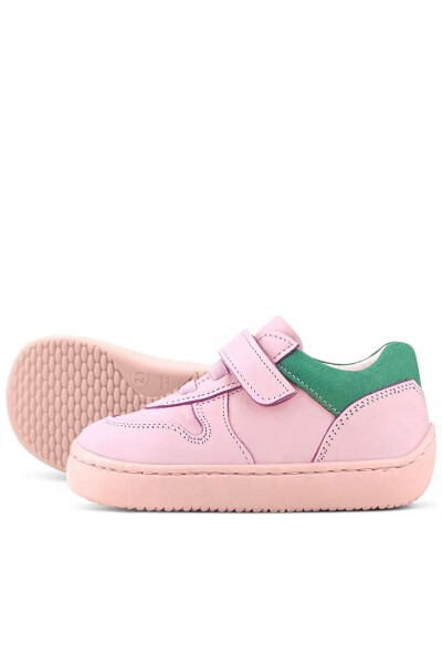 Rakerplus Bob Hakiki Deri Pembe Yeşil Barefoot Cırtlı Lastikli Bebek Sneaker Ayakkabı - 7