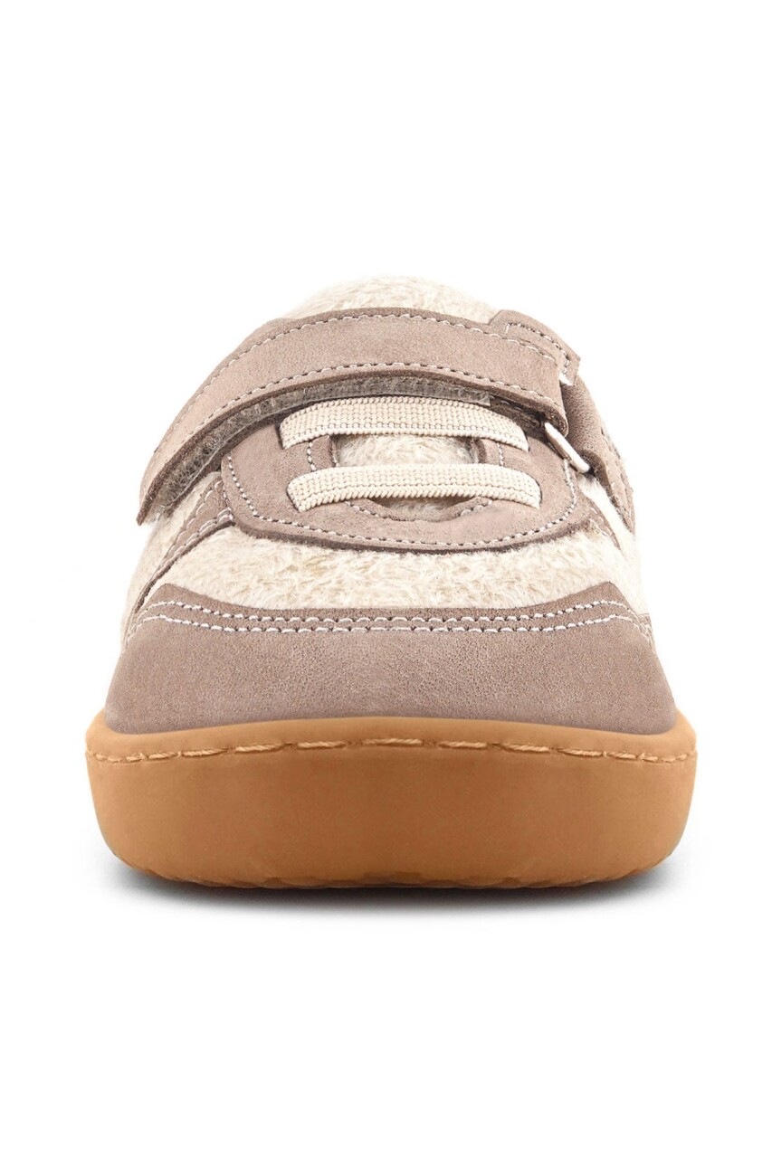 Rakerplus Bob Hakiki Deri Krem Kum Pofuduk Barefoot Cırtlı Lastikli Bebek Sneaker Ayakkabı - 4