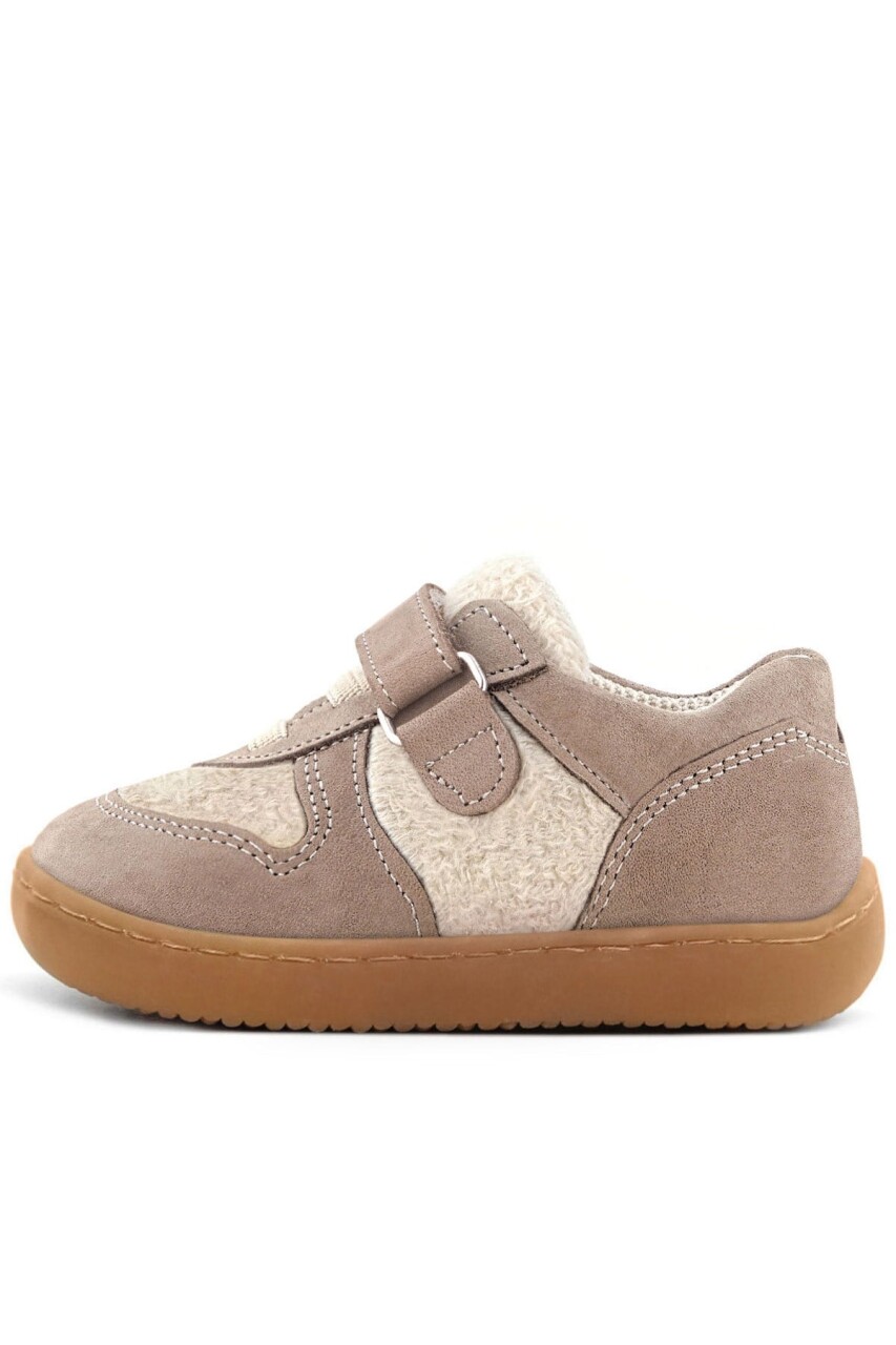 Rakerplus Bob Hakiki Deri Krem Kum Pofuduk Barefoot Cırtlı Lastikli Bebek Sneaker Ayakkabı - 5