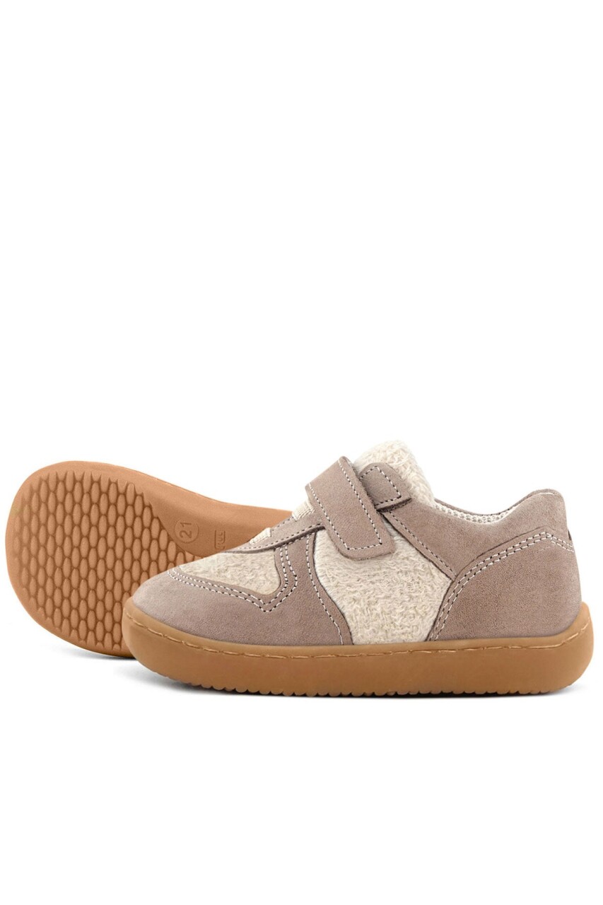 Rakerplus Bob Hakiki Deri Krem Kum Pofuduk Barefoot Cırtlı Lastikli Bebek Sneaker Ayakkabı - 7