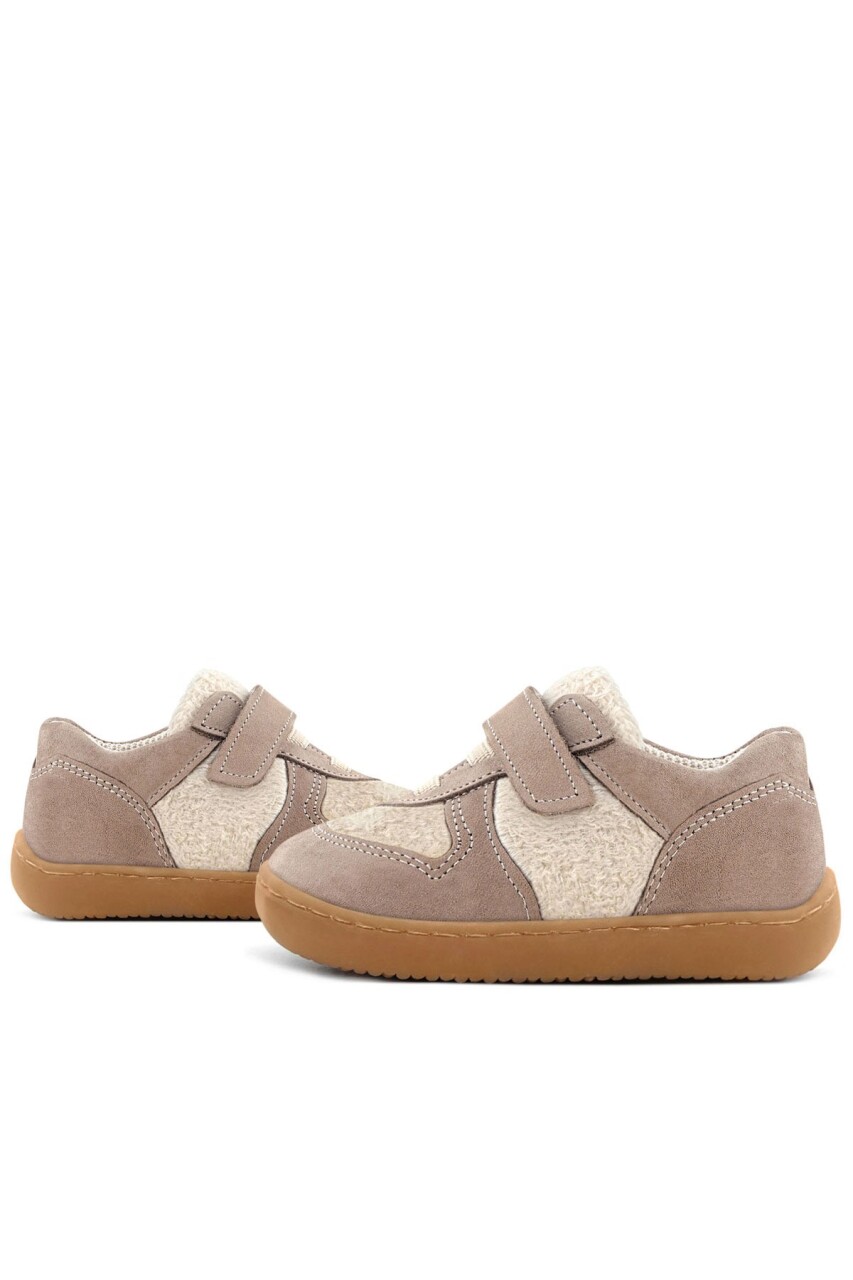 Rakerplus Bob Hakiki Deri Krem Kum Pofuduk Barefoot Cırtlı Lastikli Bebek Sneaker Ayakkabı - 8