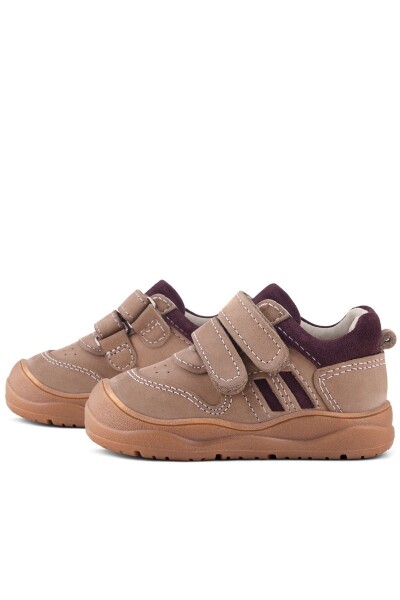Rakerplus Schaggy Hakiki Deri Kum Bordo Cırtlı Bebek Spor Ayakkabı - 6