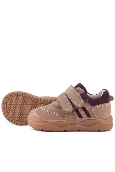 Rakerplus Schaggy Hakiki Deri Kum Bordo Cırtlı Bebek Spor Ayakkabı - 7