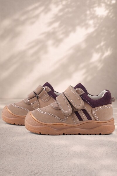 Rakerplus Schaggy Hakiki Deri Kum Bordo Cırtlı Bebek Spor Ayakkabı - 14