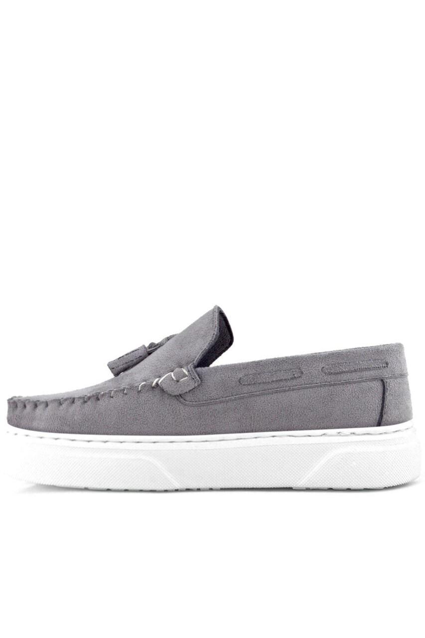 Rakerplus Gri Hafif Tabanlı Erkek Çocuk Makosen Ayakkabı - 4